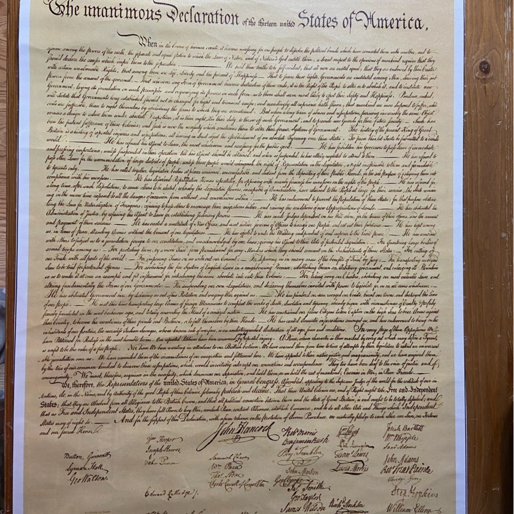 Declaration of Independence Canvas Poster
